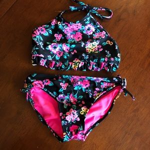 Girls two piece floral bathing suit